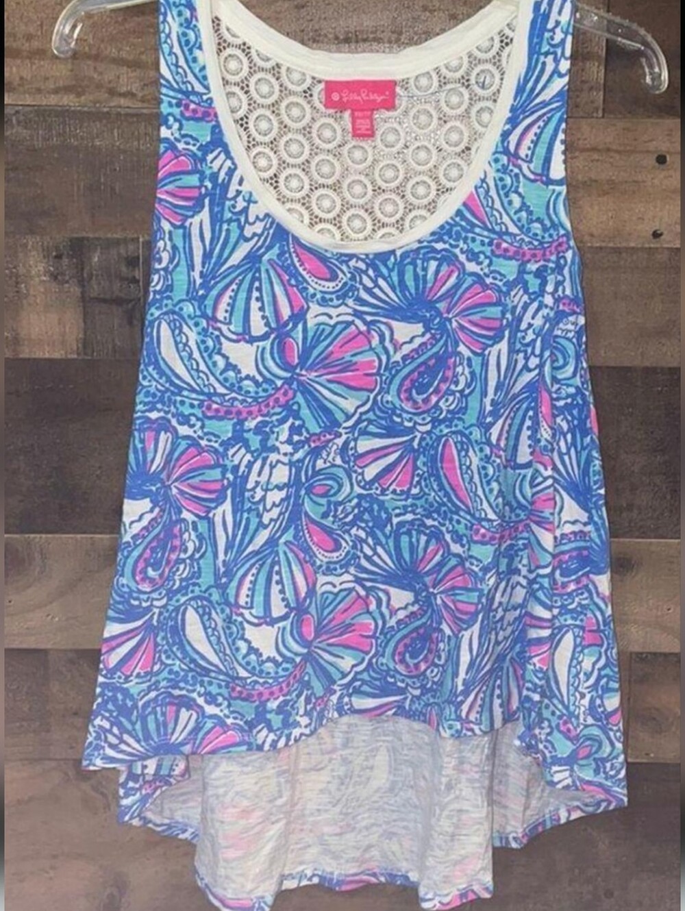 Lilly Pulitzer Blue & Pink Shell-Print Tank Top 1X - Picture 2 of 6